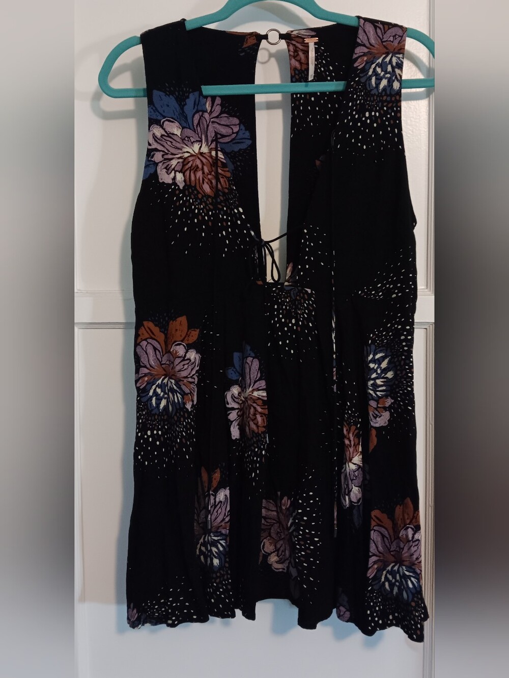 Free People Black Floral Sleeveless Tunic/Dress Flowy SZ XSmall